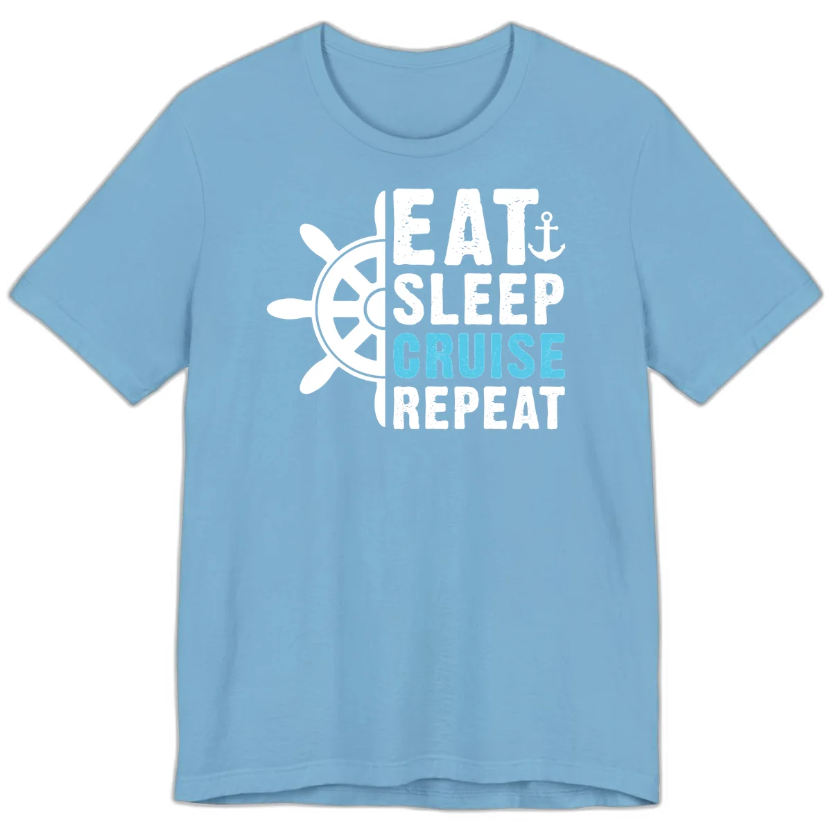 Eat Sleep Cruise Repeat Premium T-Shirt in Ocean Blue