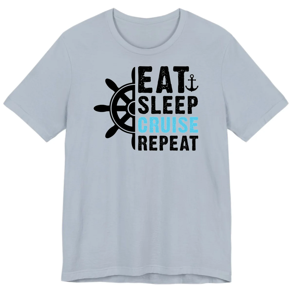 Eat Sleep Cruise Repeat Premium T-Shirt in Light Blue