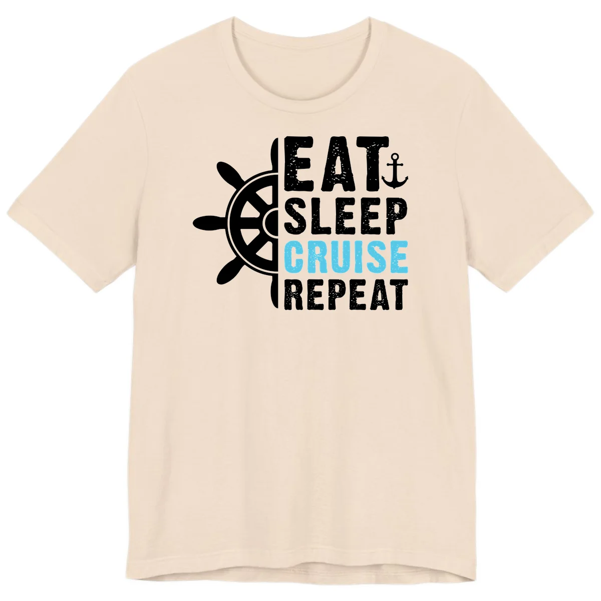 Eat Sleep Cruise Repeat Premium T-Shirt in Soft Cream