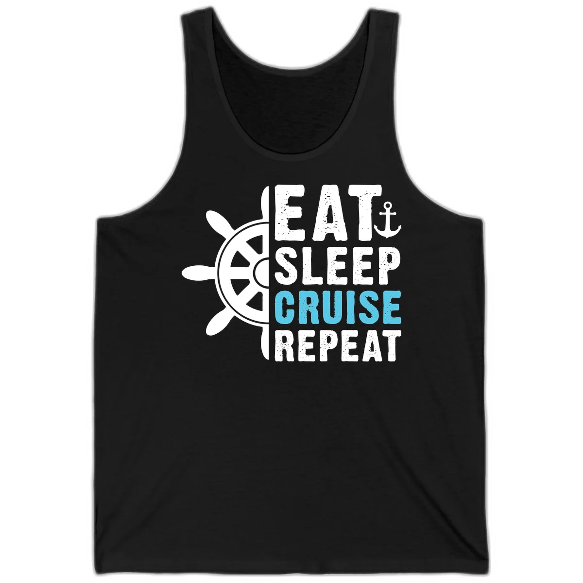 Eat Sleep Cruise Repeat Tank Top in Black