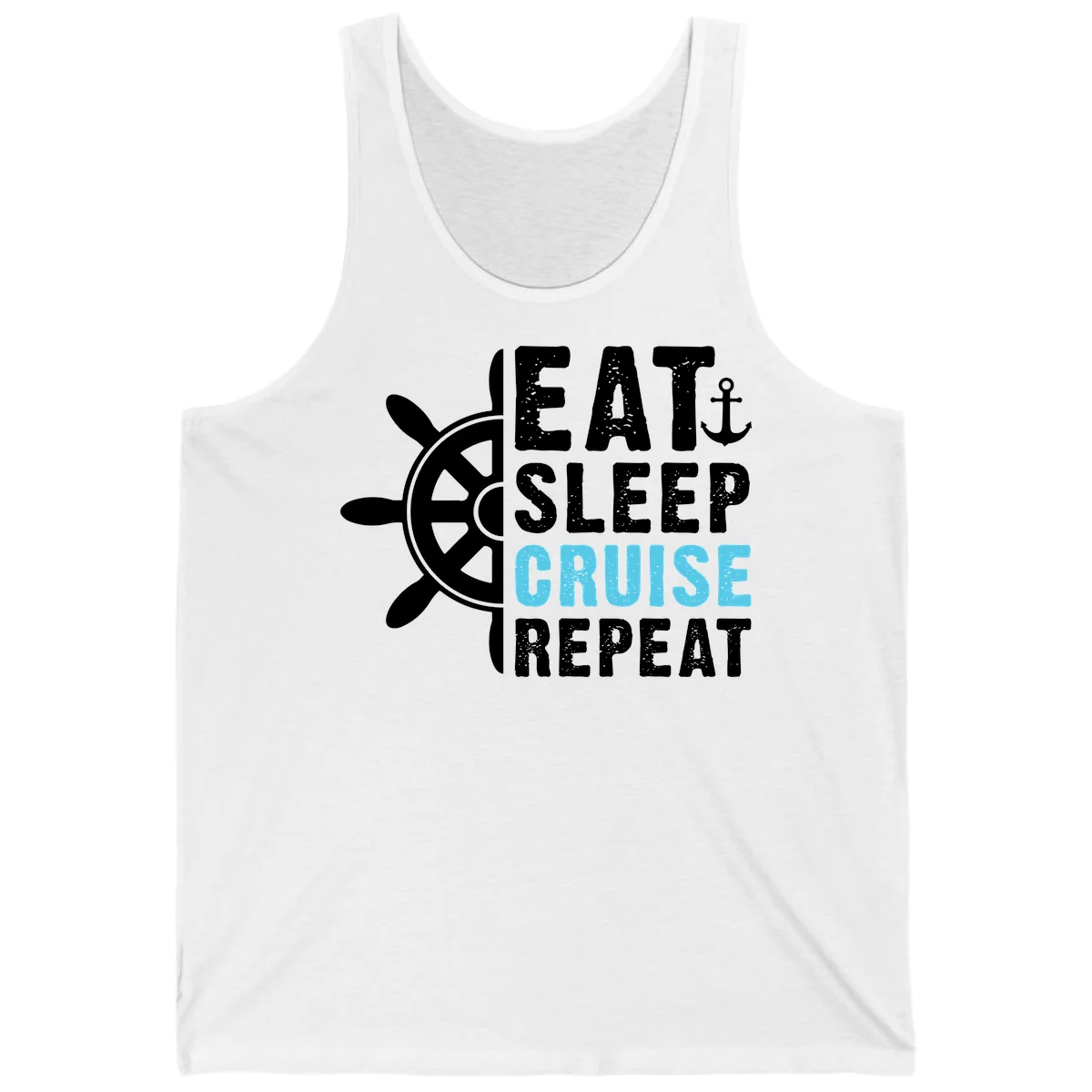 Eat Sleep Cruise Repeat Tank Top in White
