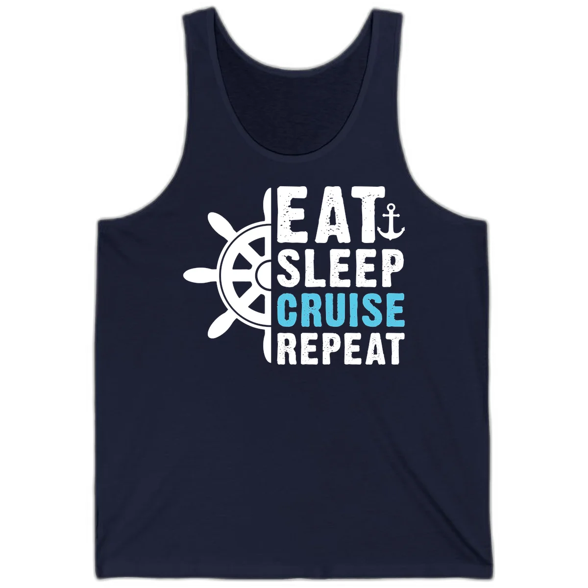 Eat Sleep Cruise Repeat Tank Top in Navy