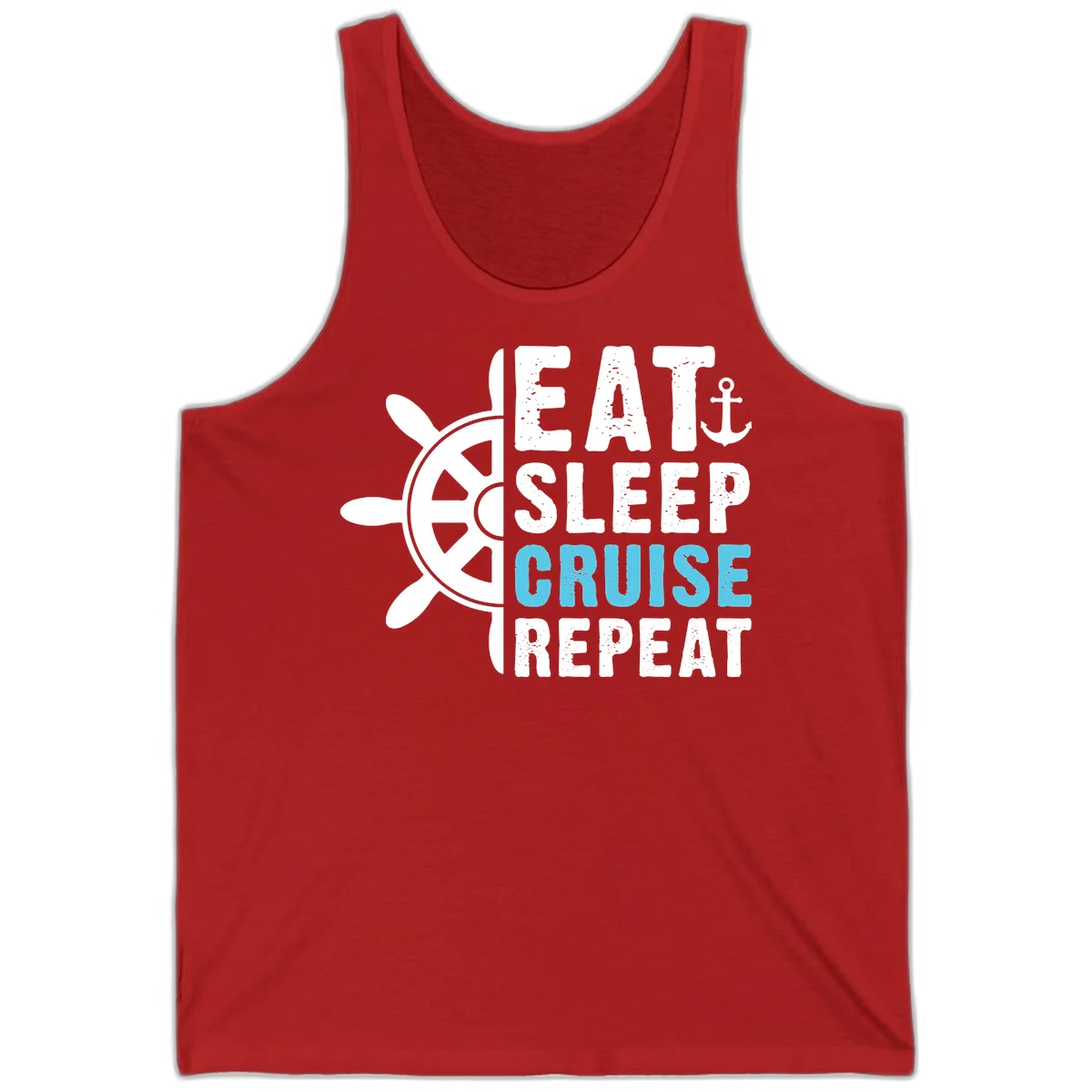 Eat Sleep Cruise Repeat Tank Top in Red