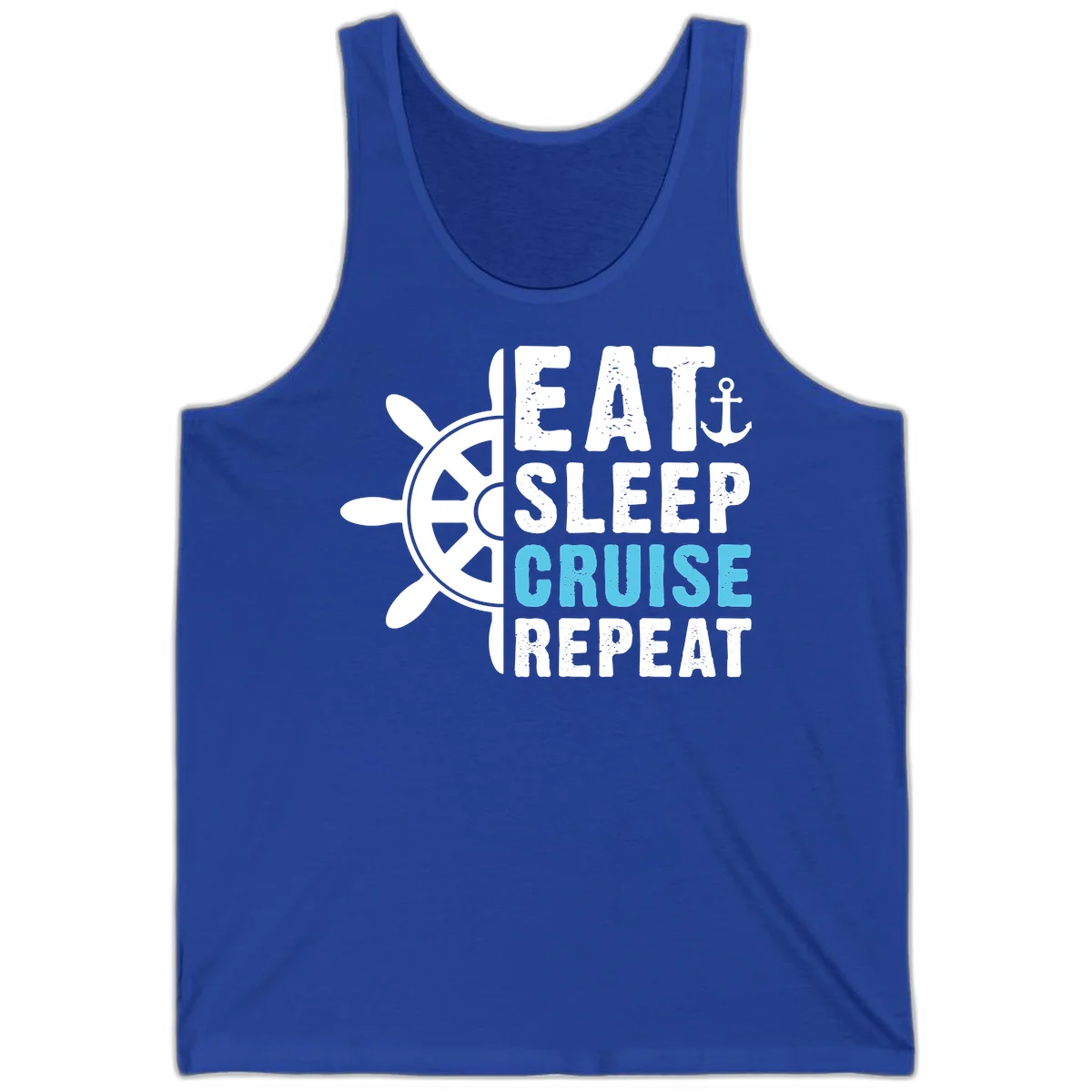 Eat Sleep Cruise Repeat Tank Top in True Royal