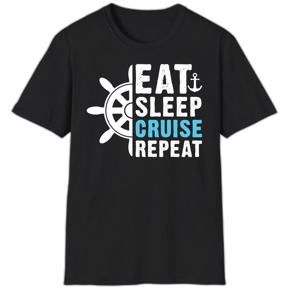 Eat Sleep Cruise Repeat T-Shirt in Black
