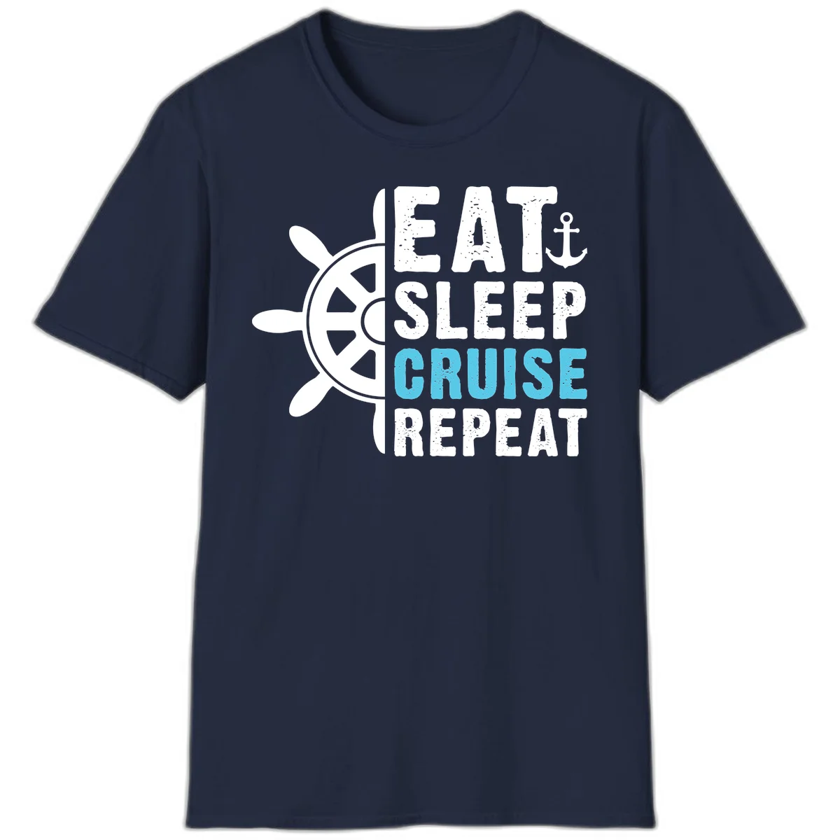 Eat Sleep Cruise Repeat T-Shirt in Navy
