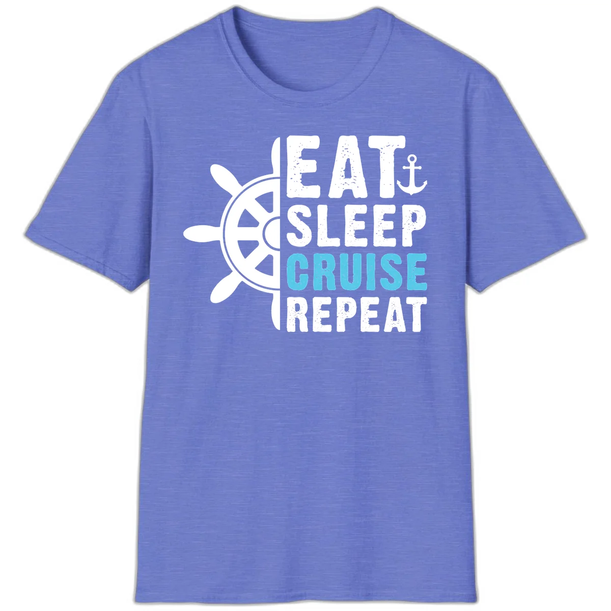Eat Sleep Cruise Repeat T-Shirt in Heather Royal