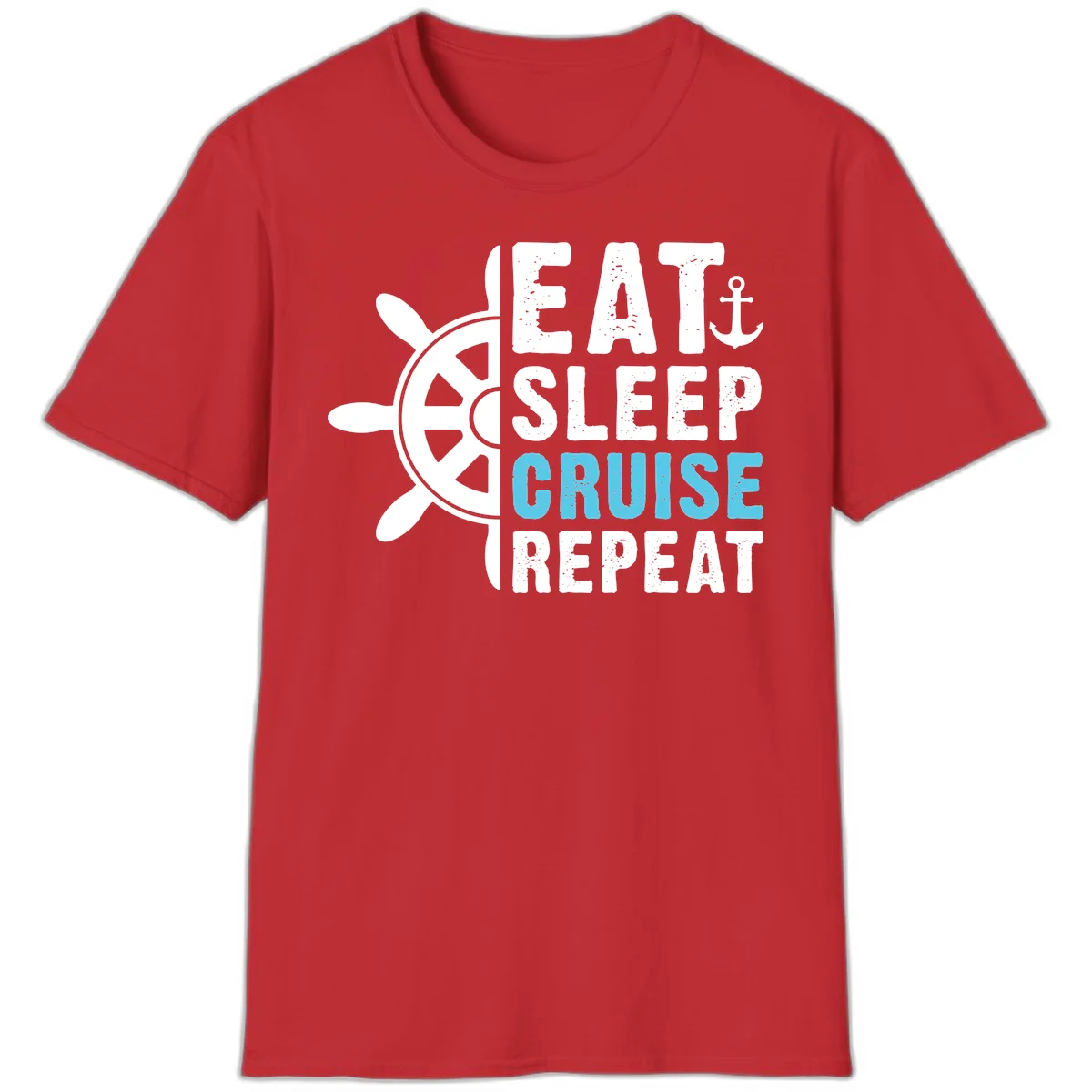 Eat Sleep Cruise Repeat T-Shirt in Red