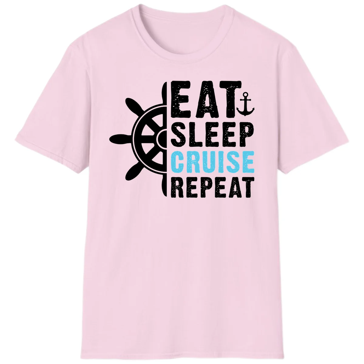 Eat Sleep Cruise Repeat T-Shirt in Light Pink
