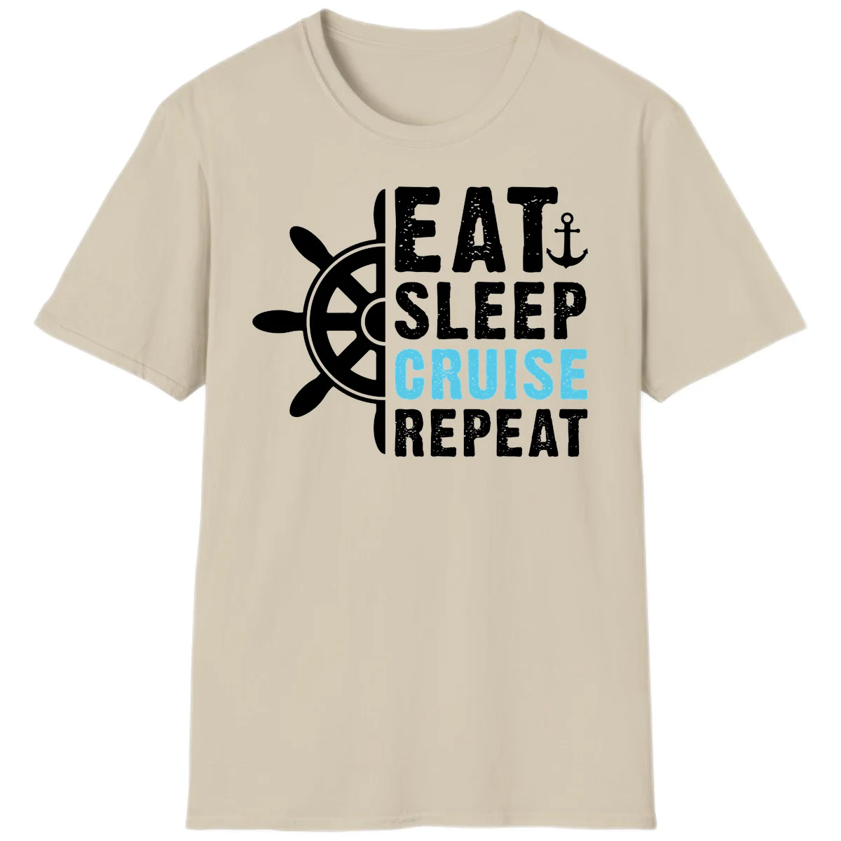 Eat Sleep Cruise Repeat T-Shirt in Sand