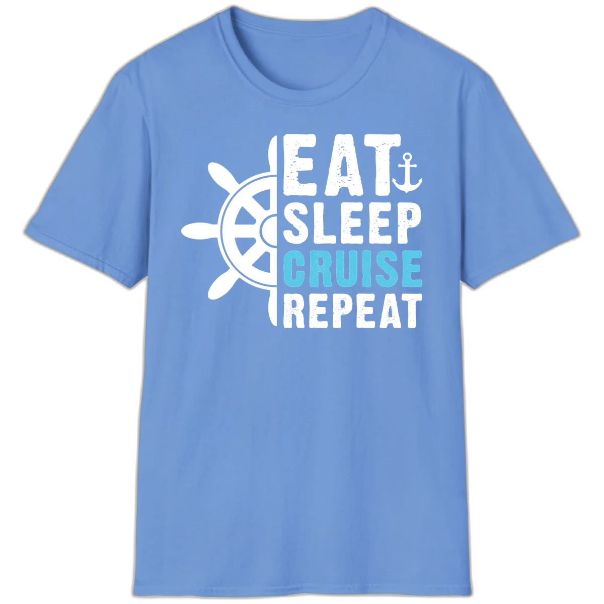 Eat Sleep Cruise Repeat T-Shirt in Carolina Blue