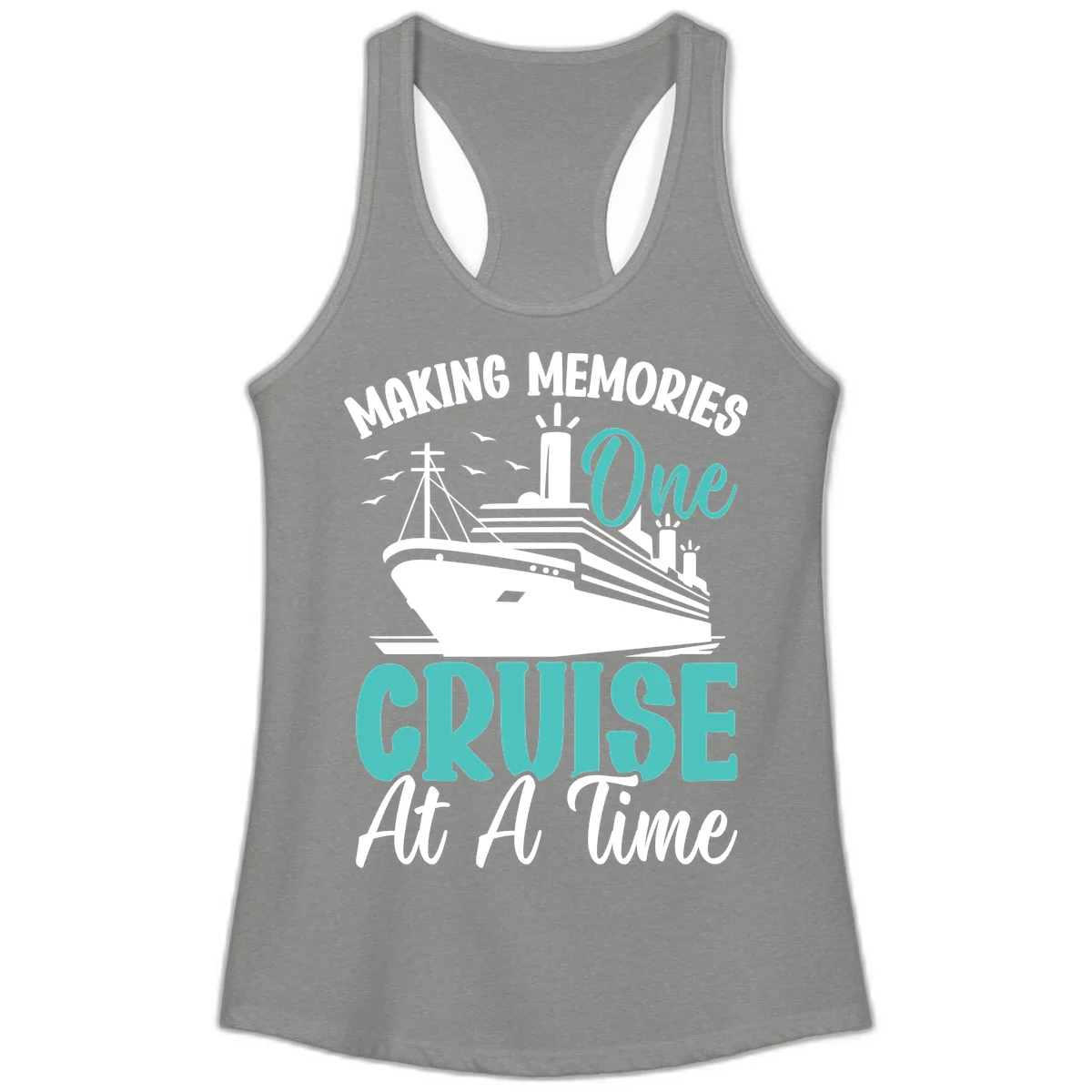 Making Memories One Cruise At A Time Ladies Tank in Heather Grey