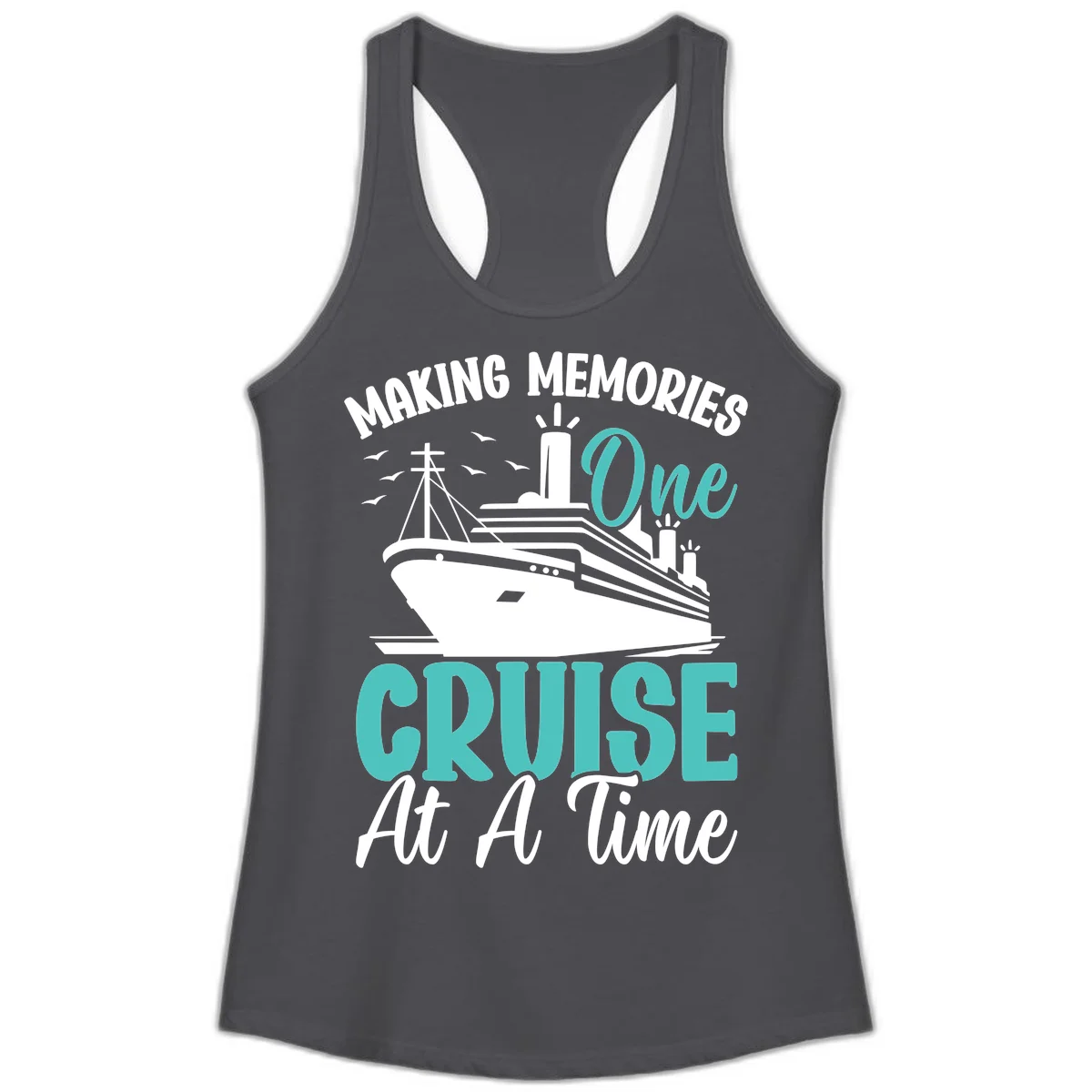 Making Memories One Cruise At A Time Ladies Tank in Solid Dark Gray