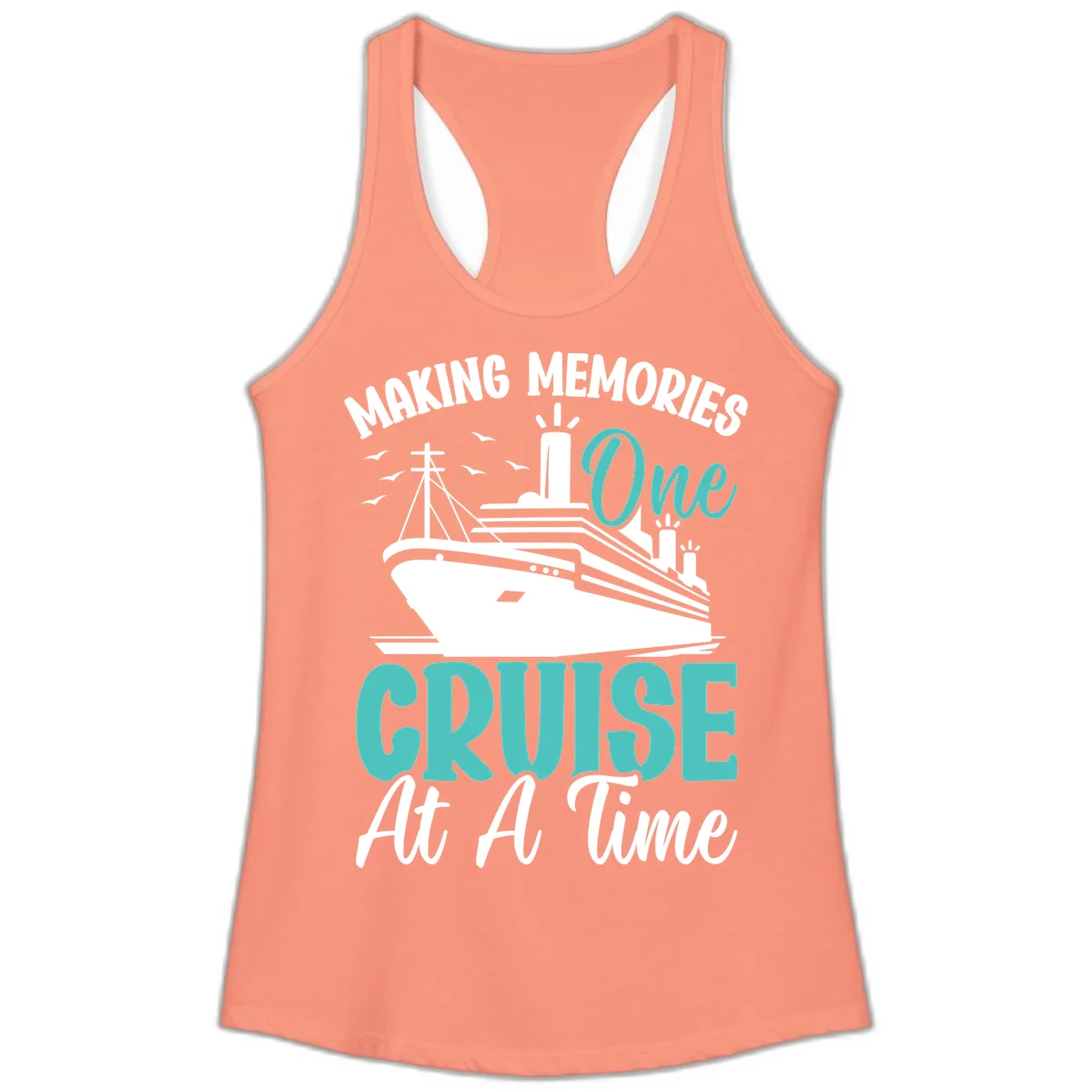 Making Memories One Cruise At A Time Ladies Tank in Solid Light Orange