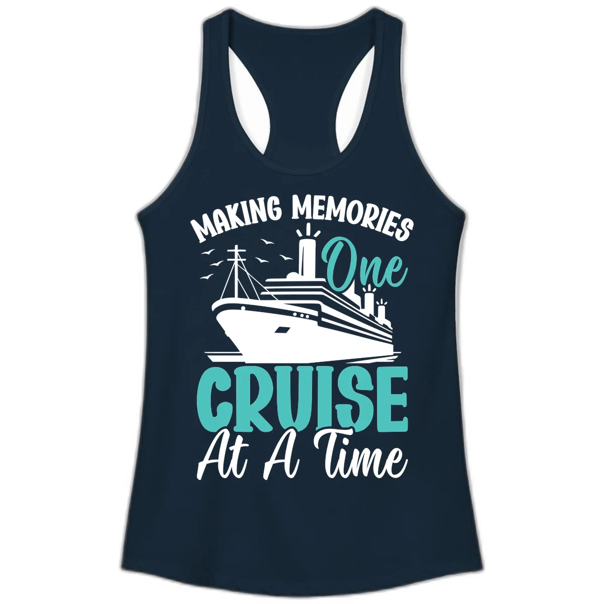 Making Memories One Cruise At A Time Ladies Tank in Solid Midnight Navy