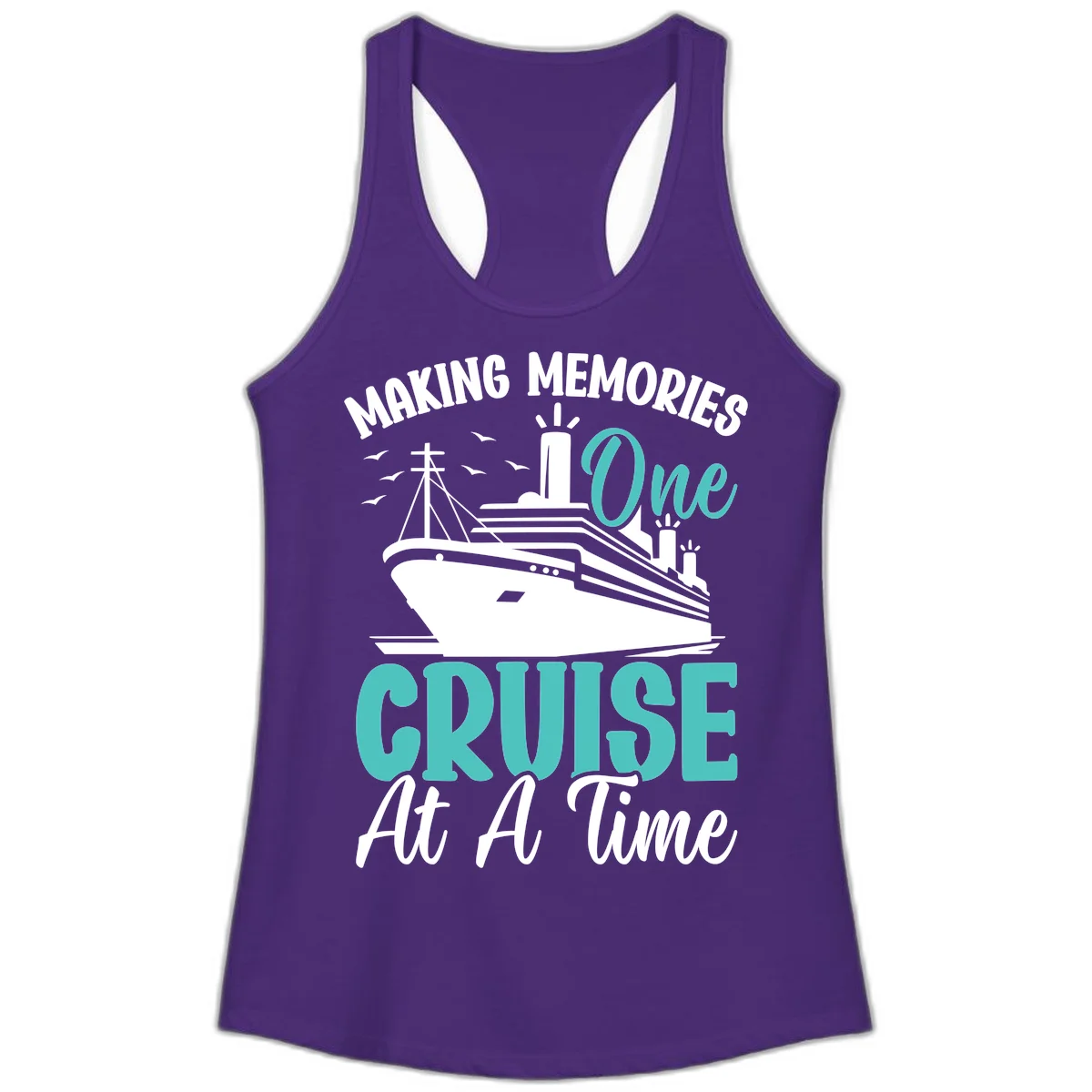 Making Memories One Cruise At A Time Ladies Tank in Solid Purple Rush