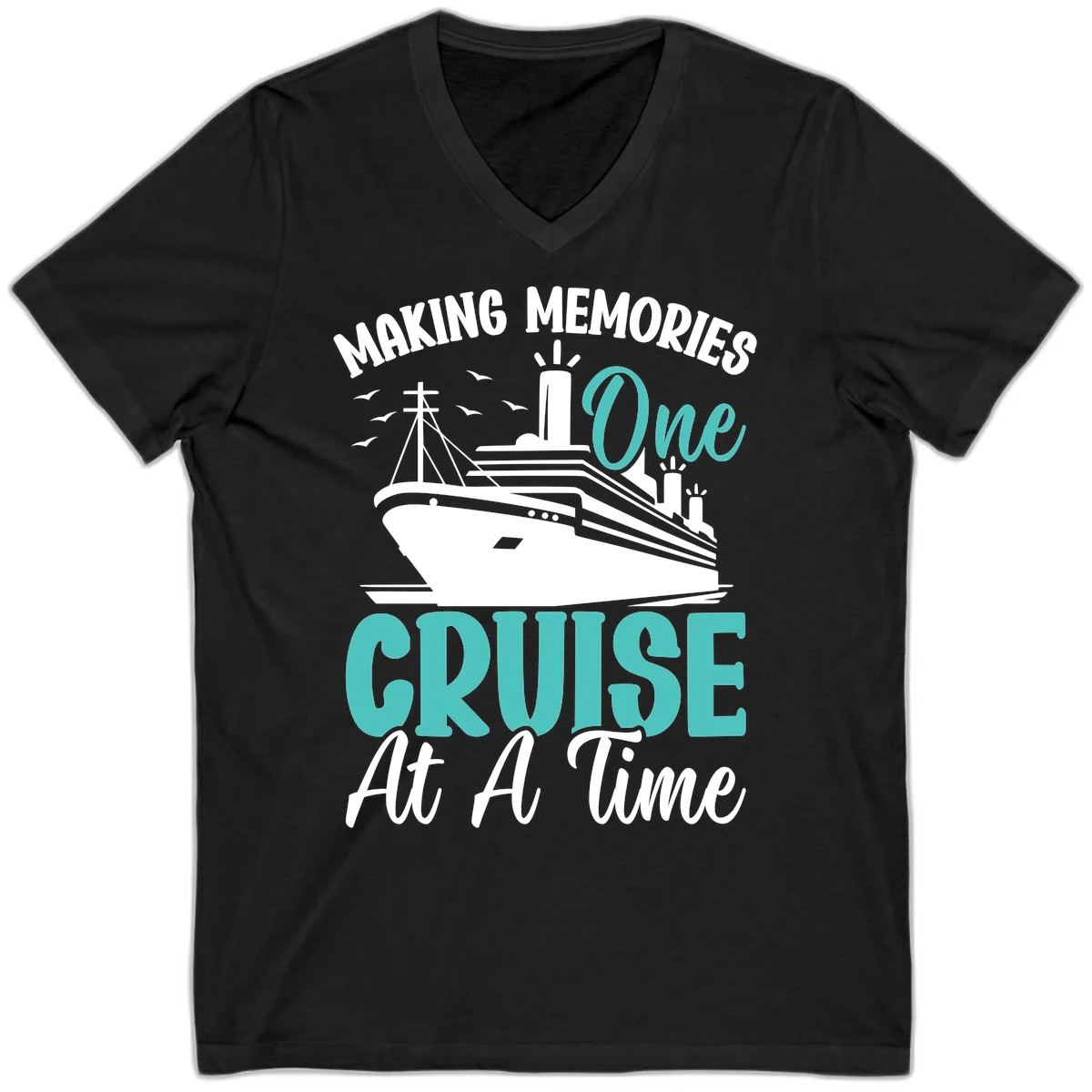 Making Memories One Cruise At A Time V-Neck in Black
