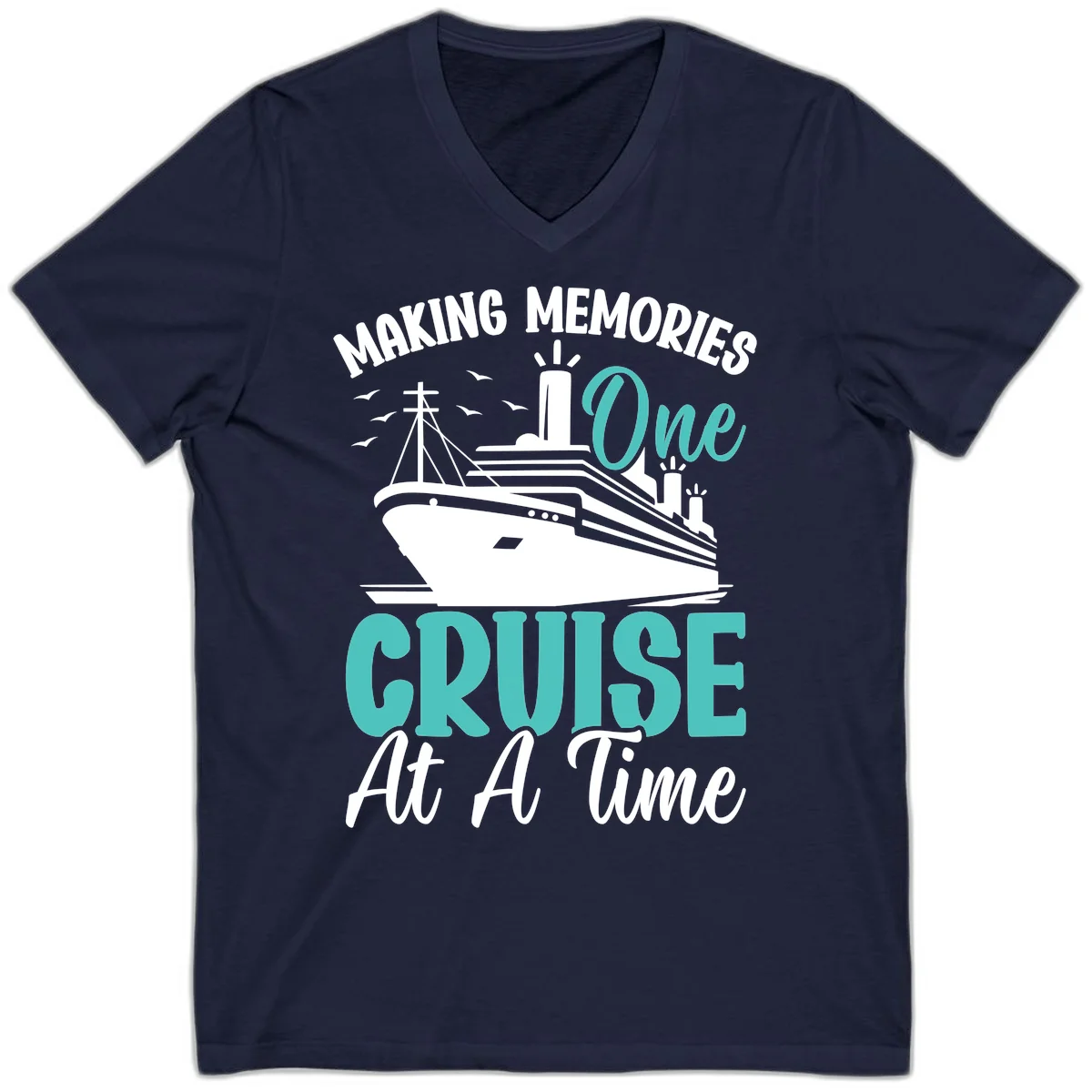 Making Memories One Cruise At A Time V-Neck in Navy
