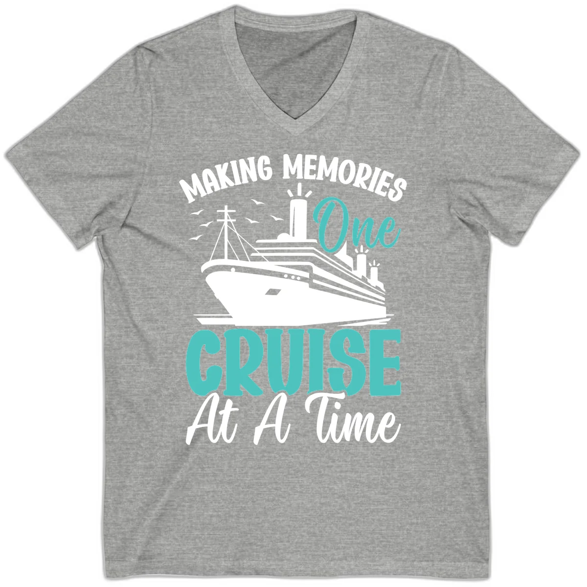 Making Memories One Cruise At A Time V-Neck in Athletic Heather