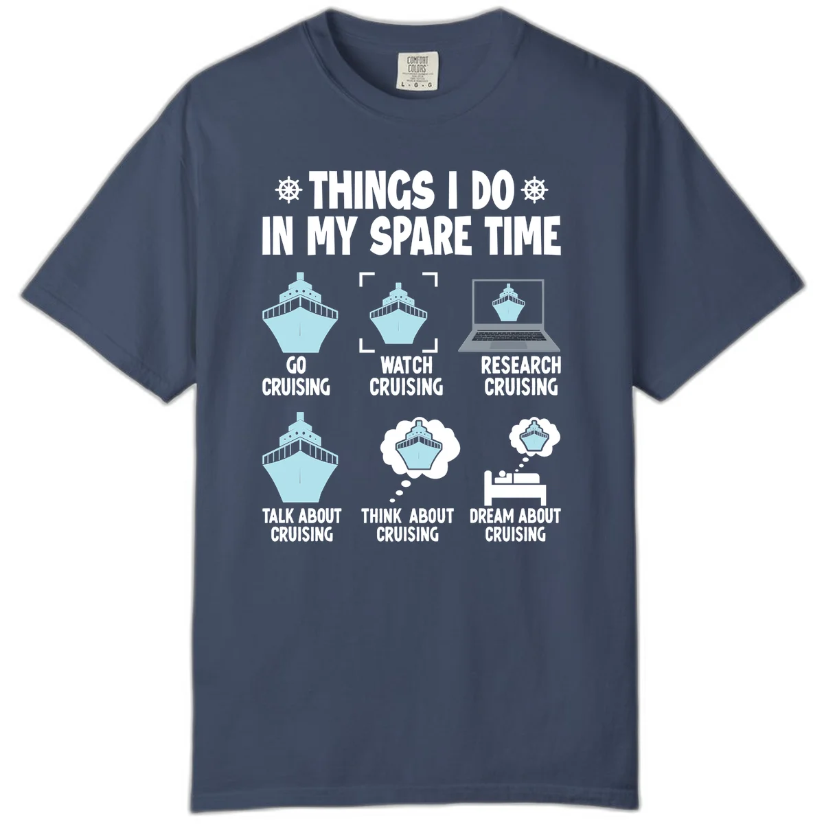 Things I Do In My Spare Time Cruising Comfort Color Tee in Midnight