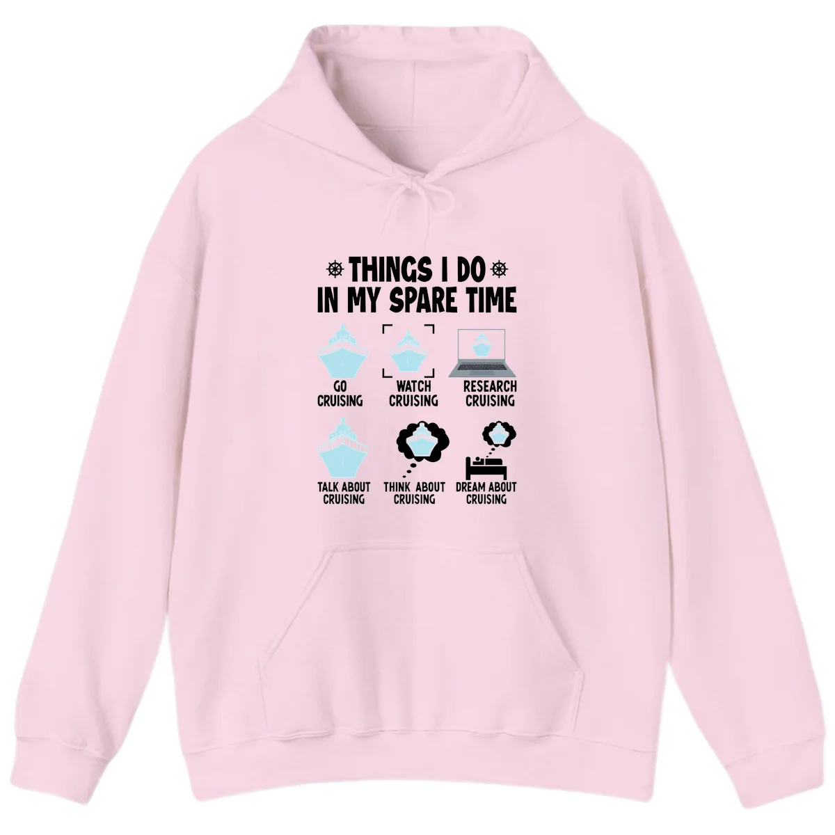 Things I Do In My Spare Time Cruising Hoodie in Light Pink
