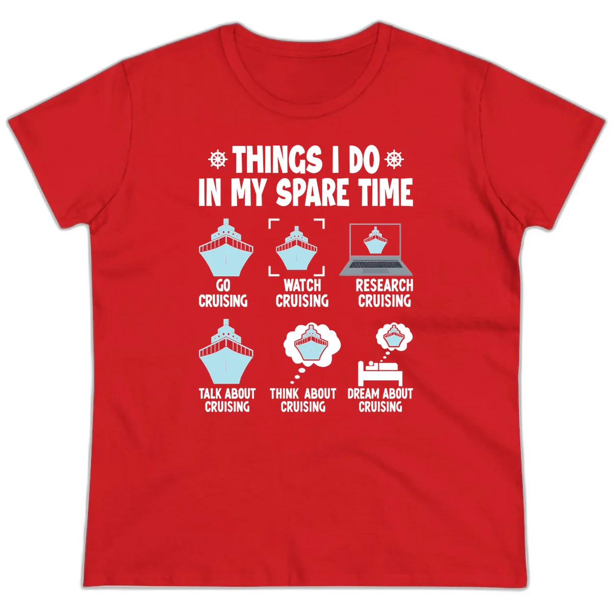 Things I Do In My Spare Time Cruising Ladies Tee in Red