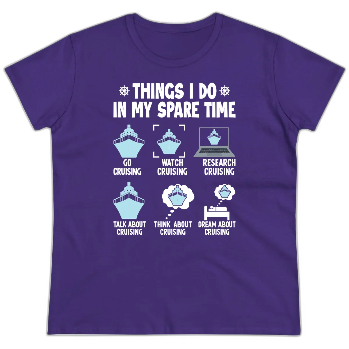Things I Do In My Spare Time Cruising Ladies Tee in Purple