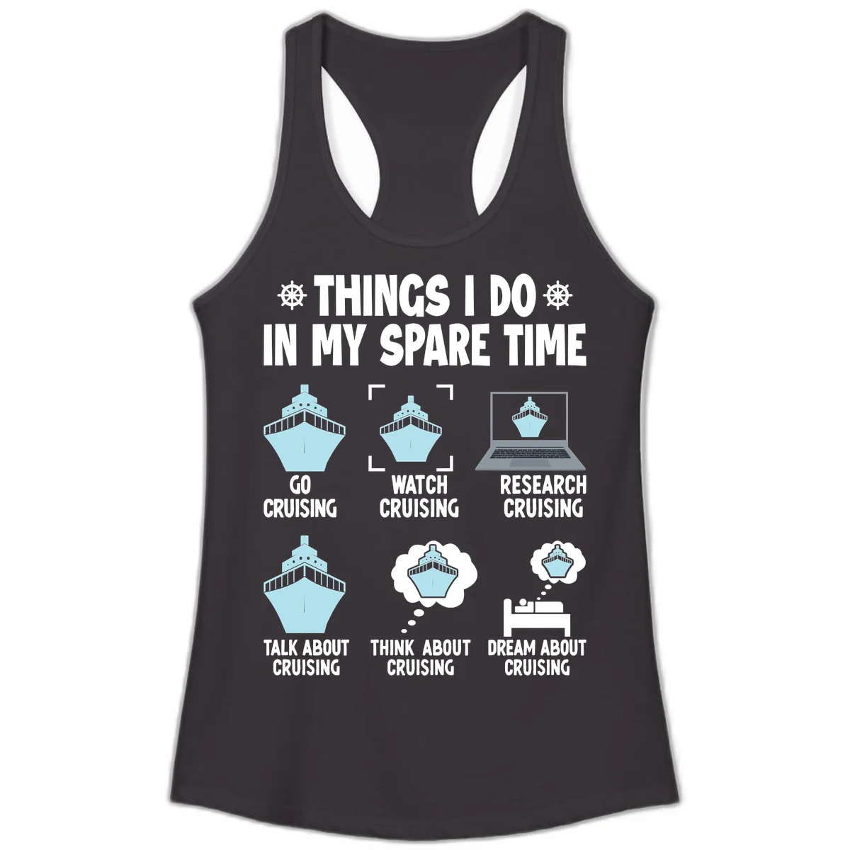 Things I Do In My Spare Time Cruising Ladies Tank in Black