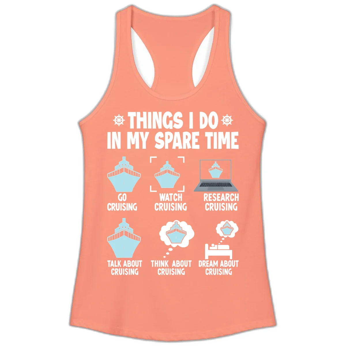 Things I Do In My Spare Time Cruising Ladies Tank in Solid Light Orange