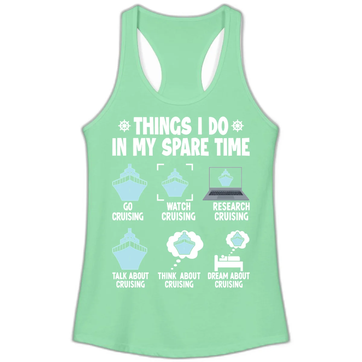 Things I Do In My Spare Time Cruising Ladies Tank in Solid Mint
