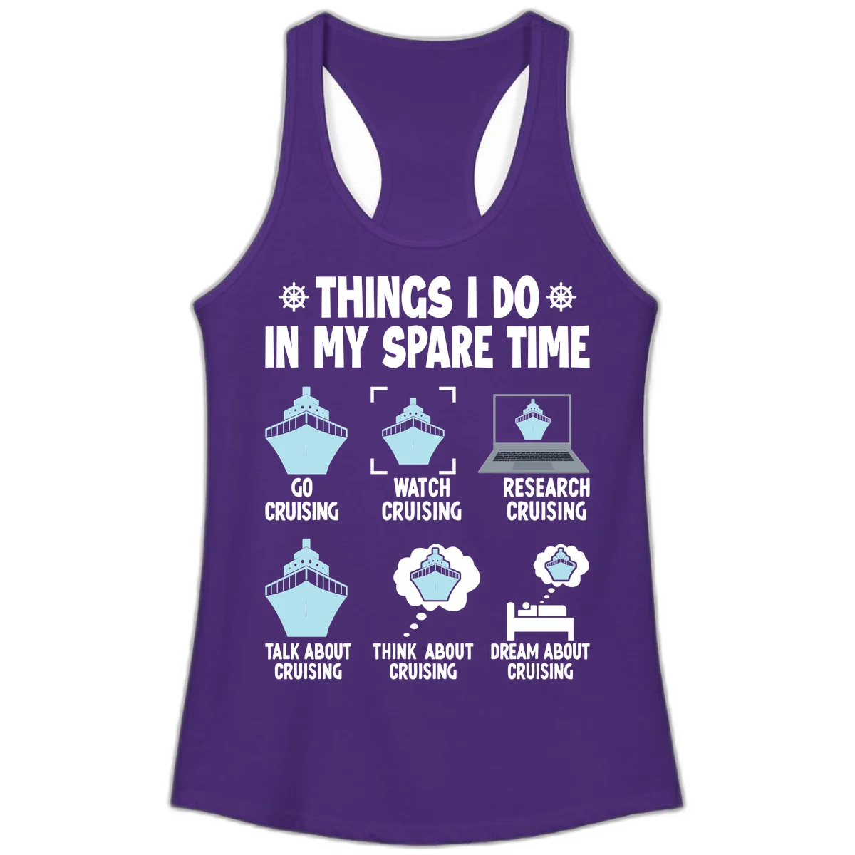 Things I Do In My Spare Time Cruising Ladies Tank in Solid Purple Rush