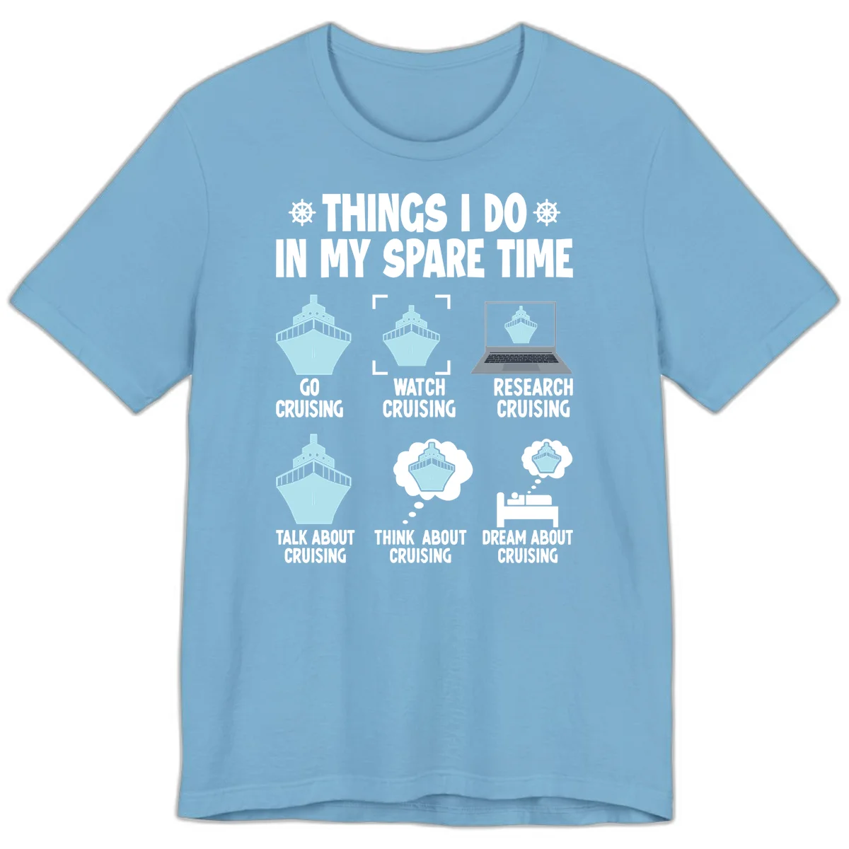 Things I Do In My Spare Time Cruising Premium T-Shirt in Ocean Blue