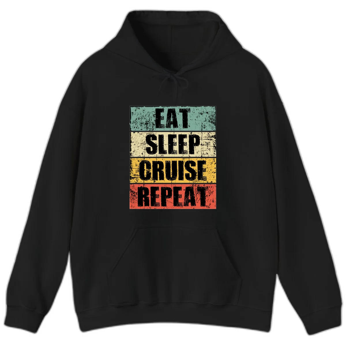 Eat Sleep Cruise Repeat Hoodie in Black