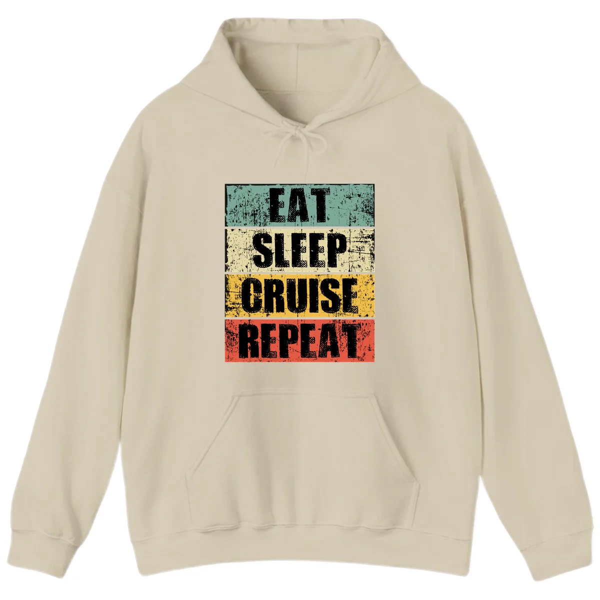 Eat Sleep Cruise Repeat Hoodie in Sand