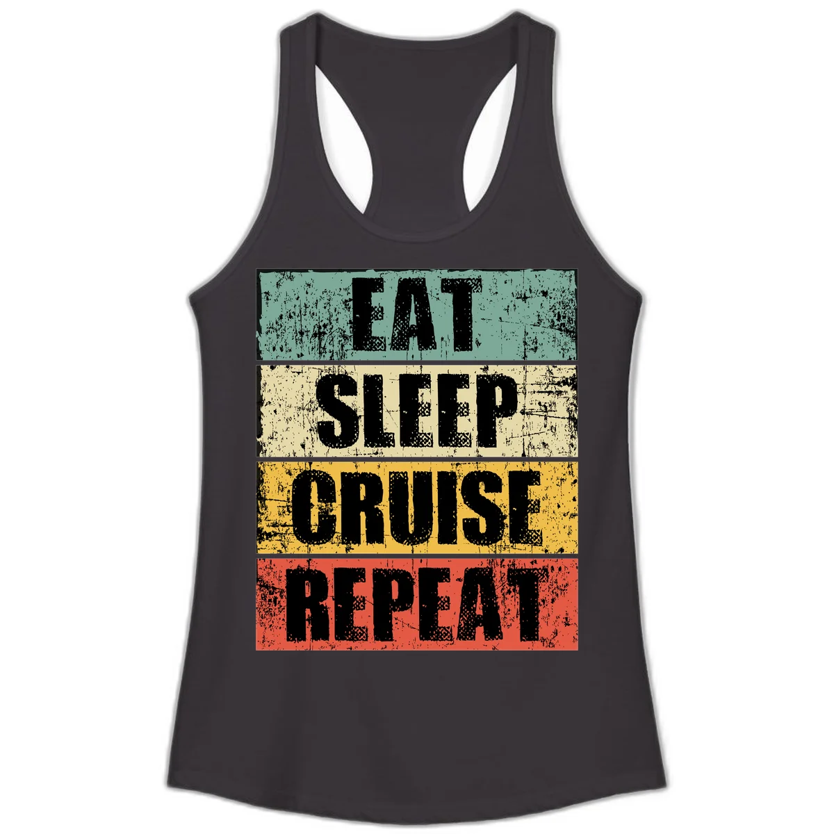 Eat Sleep Cruise Repeat Ladies Tank in Black