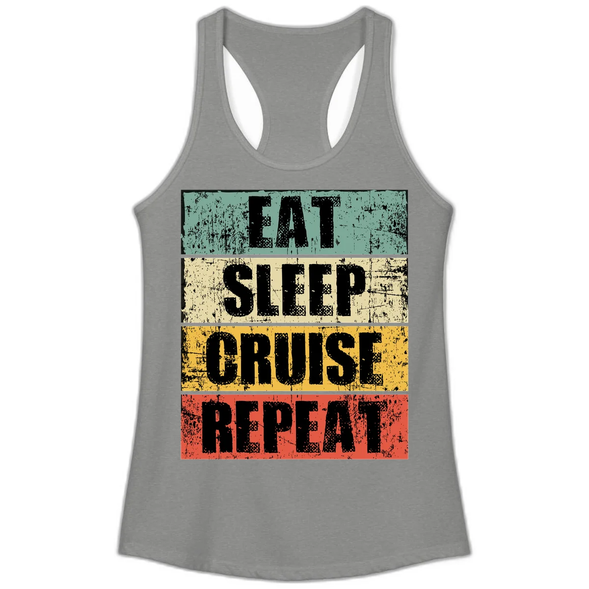 Eat Sleep Cruise Repeat Ladies Tank in Heather Grey