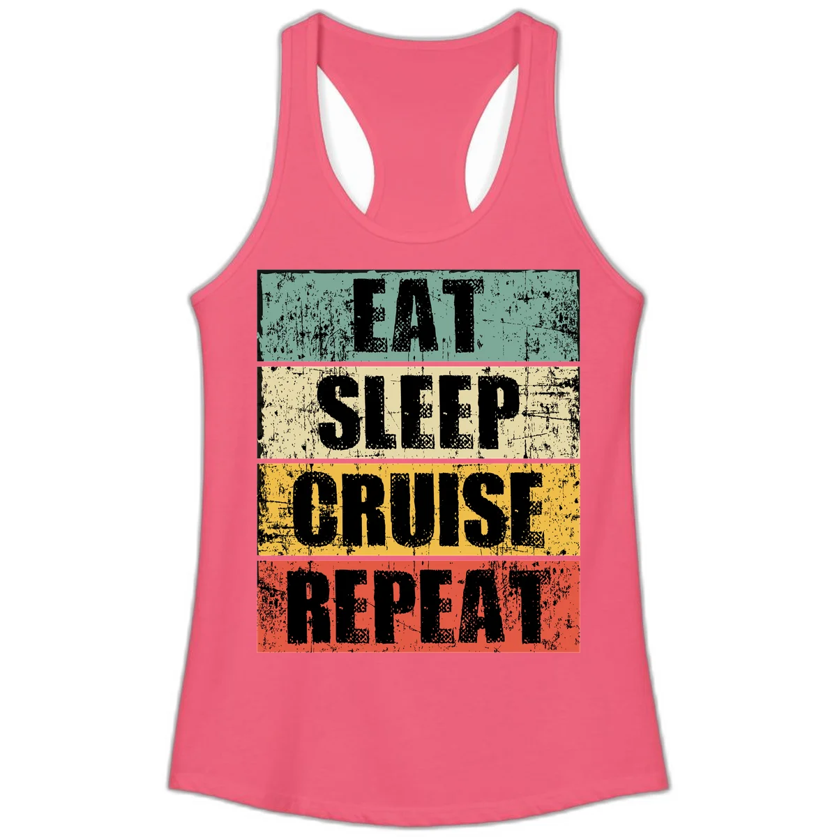 Eat Sleep Cruise Repeat Ladies Tank in Hot Pink