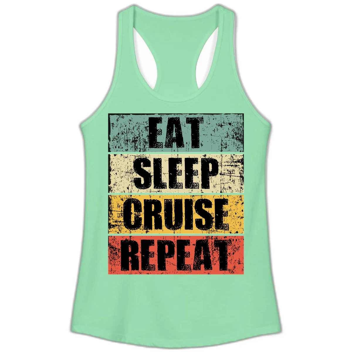 Eat Sleep Cruise Repeat Ladies Tank in Solid Mint