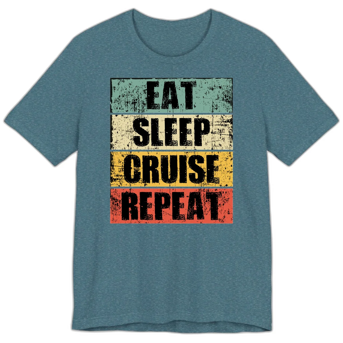Eat Sleep Cruise Repeat Premium T-Shirt in Heather Deep Teal