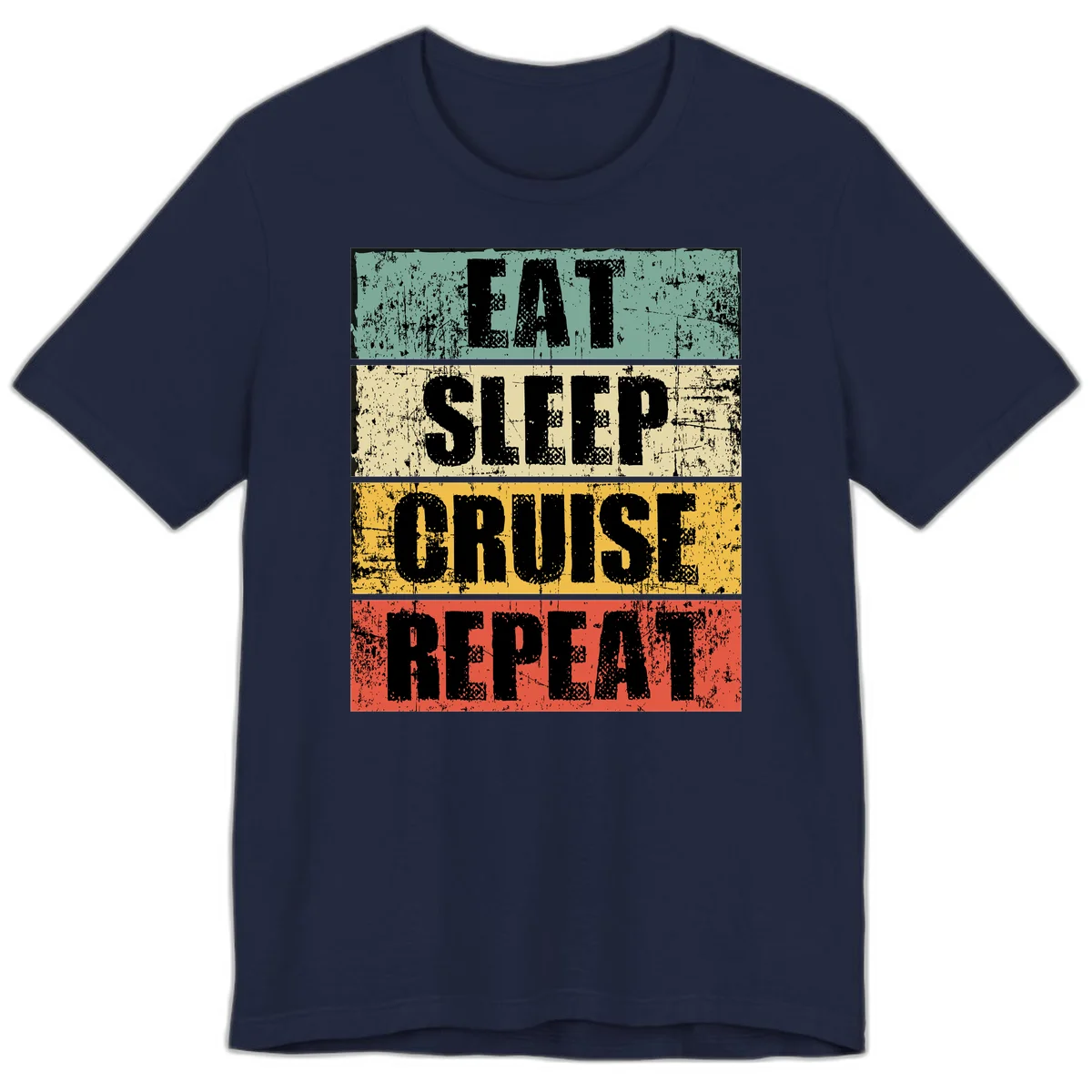 Eat Sleep Cruise Repeat Premium T-Shirt in Navy