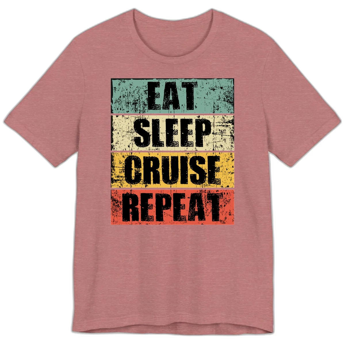 Eat Sleep Cruise Repeat Premium T-Shirt in Heather Mauve
