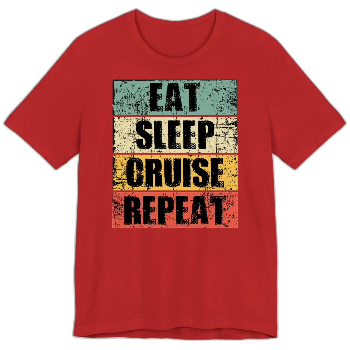 Eat Sleep Cruise Repeat Premium T-Shirt in Red
