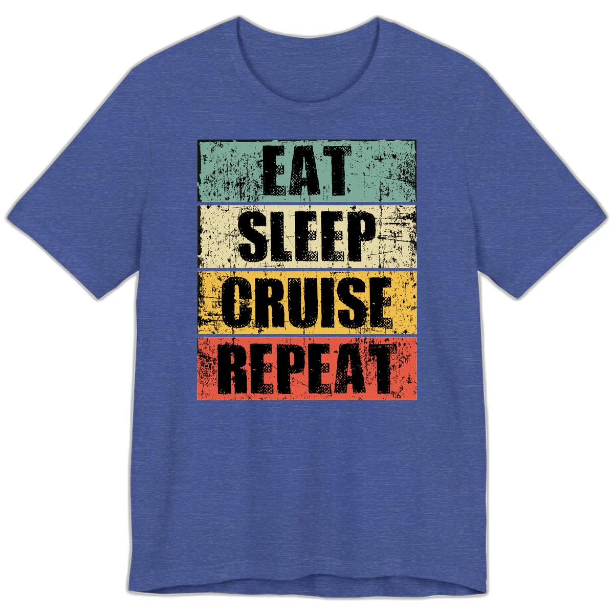 Eat Sleep Cruise Repeat Premium T-Shirt in Heather True Royal