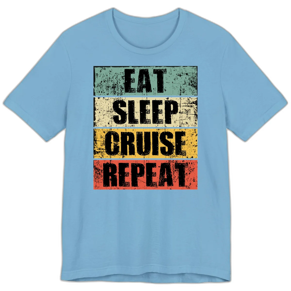 Eat Sleep Cruise Repeat Premium T-Shirt in Ocean Blue