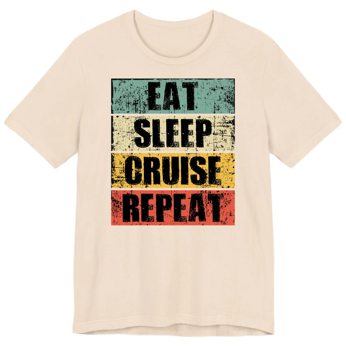 Eat Sleep Cruise Repeat Premium T-Shirt in Soft Cream