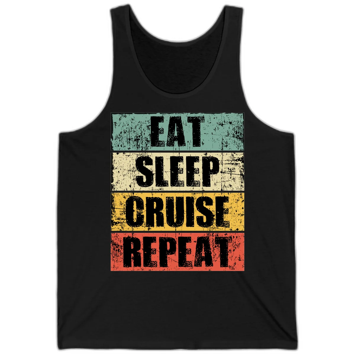 Eat Sleep Cruise Repeat Tank in Black
