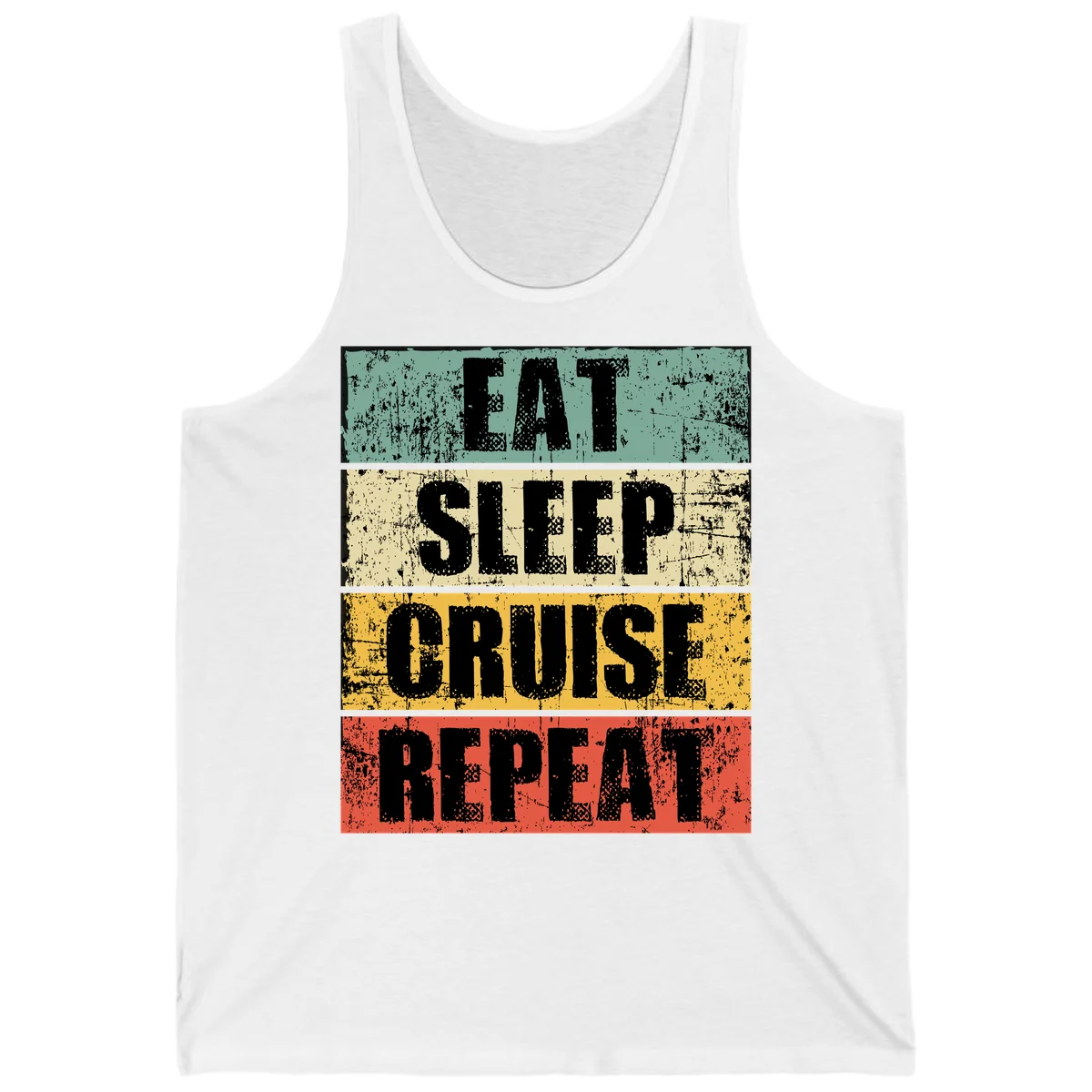 Eat Sleep Cruise Repeat Tank in White