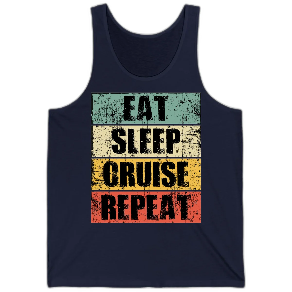 Eat Sleep Cruise Repeat Tank in Navy
