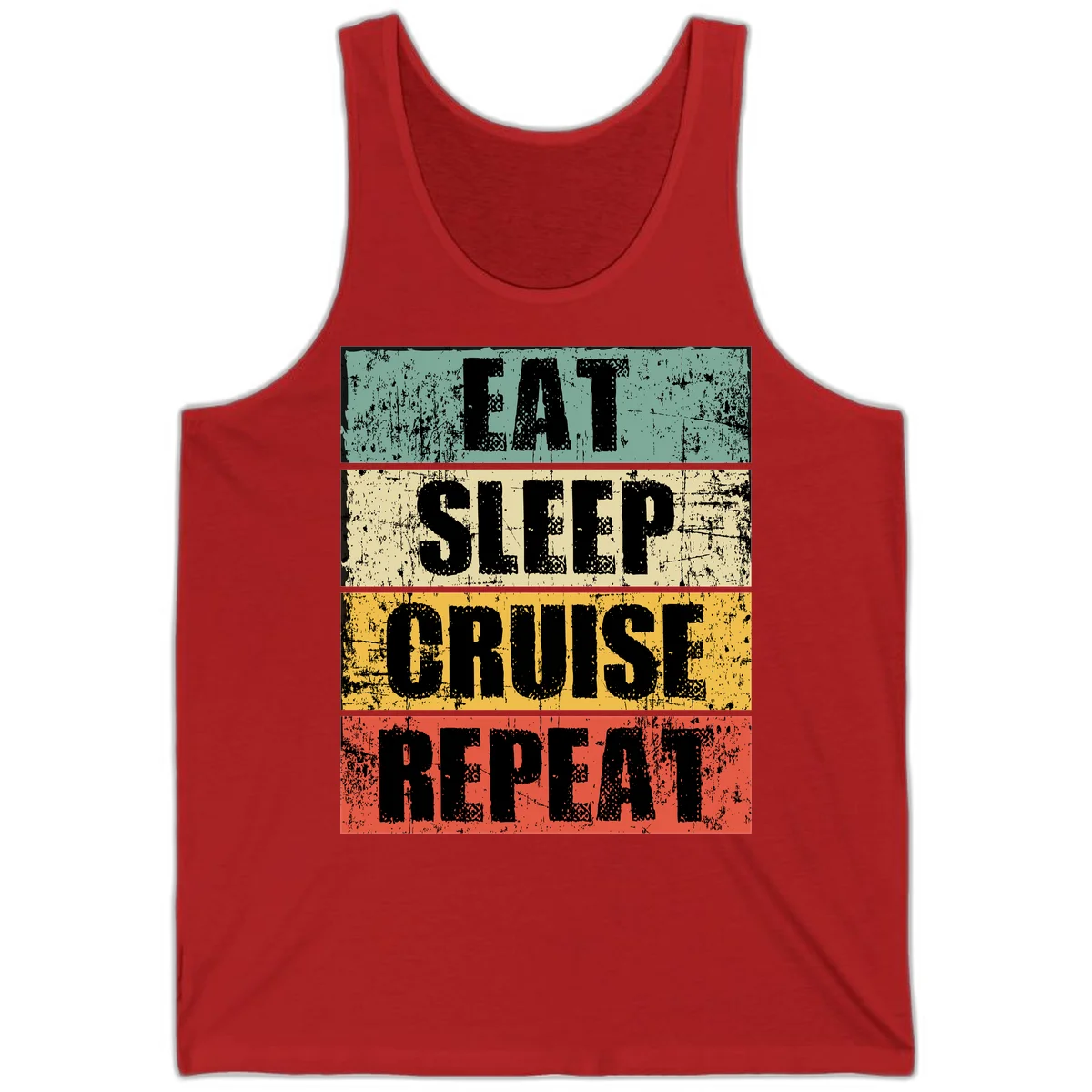 Eat Sleep Cruise Repeat Tank in Red