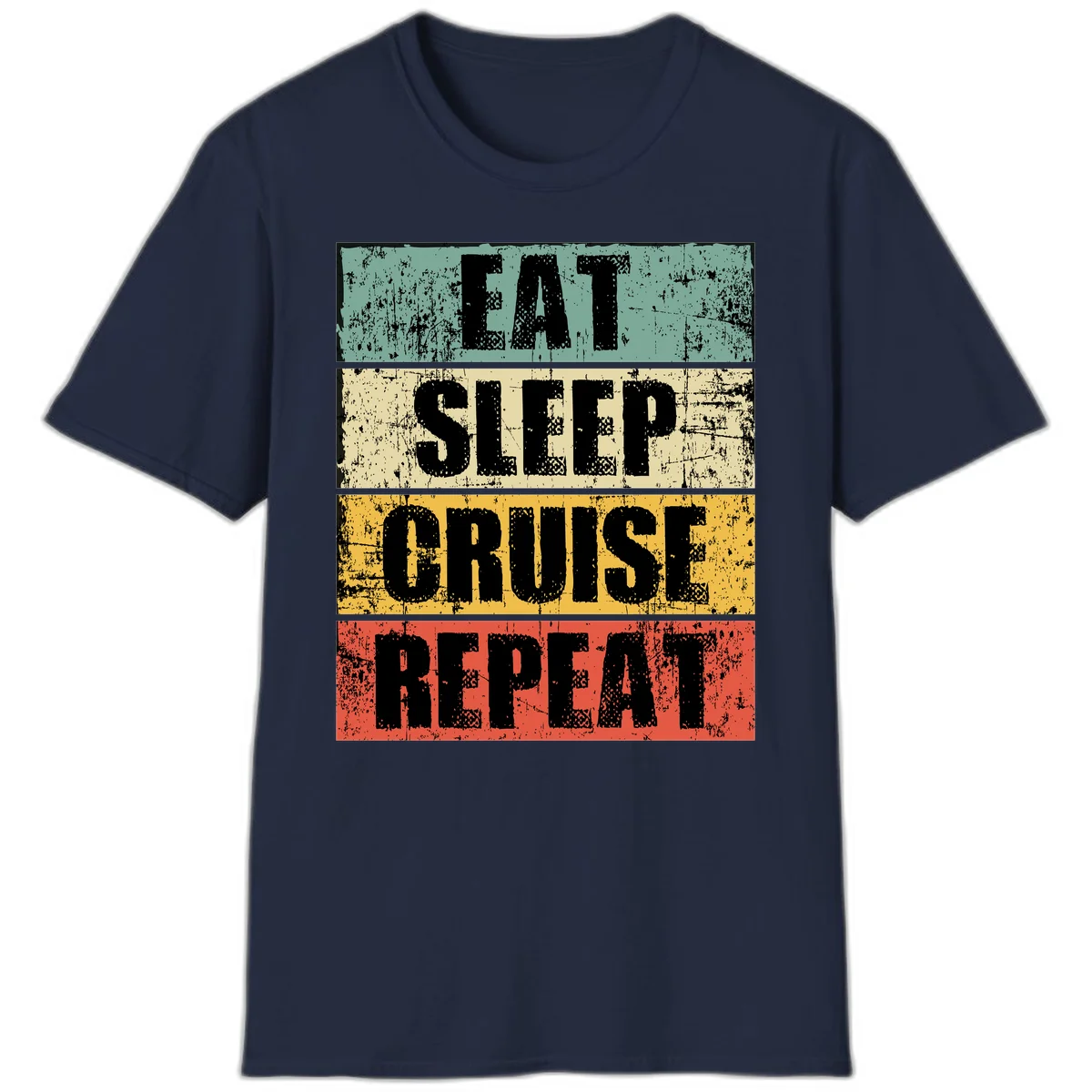 Eat Sleep Cruise Repeat T-Shirt in Navy
